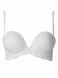M&5 WHITE Flora Embroidered Padded Push-Up Strapless Bra - Size 34 (B cup)
