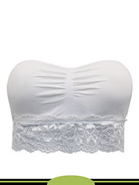 IRREGULAR - WHITE Floral Lace Ruched Bandeau Bra - Size L to XL