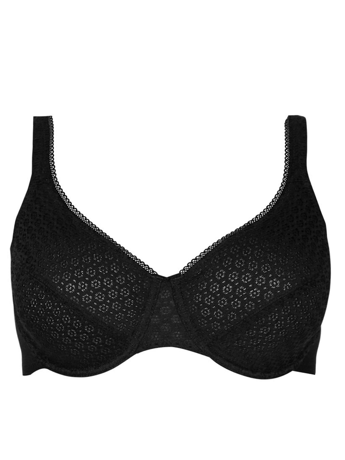 Marks and Spencer - - M&5 BLACK Geo Lace Minimiser Full Cup Bra - Size ...