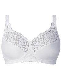 WHITE Cotton Rich Vintage Lace Full Cup Bra - Size 34 to 36 (B-C)