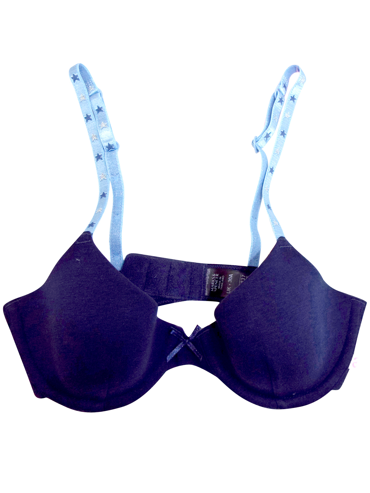 Marks And Spencer Mand5 Denim 2 Pack Cotton Rich Moulded Underwired Assorted Bras Size 30a