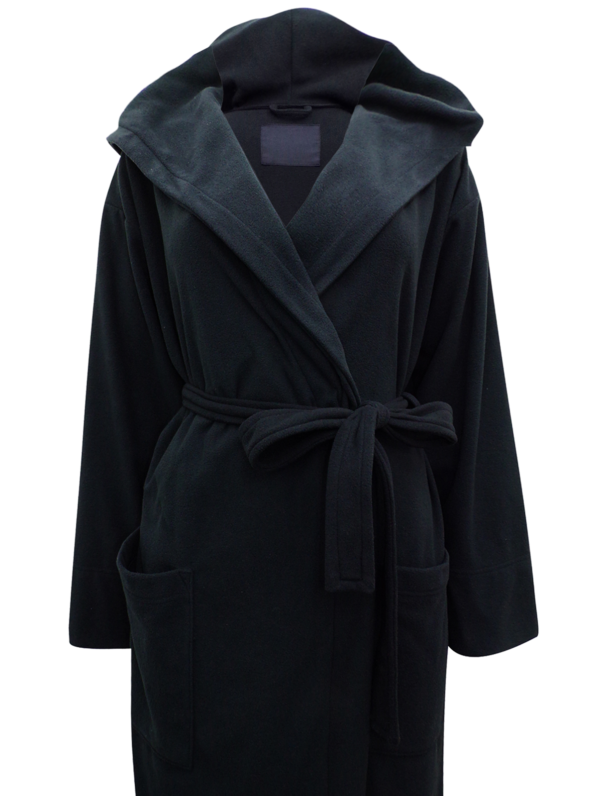 Marks and Spencer M&5 BLACK Hooded Fleece Wrap Dressing Gown Size