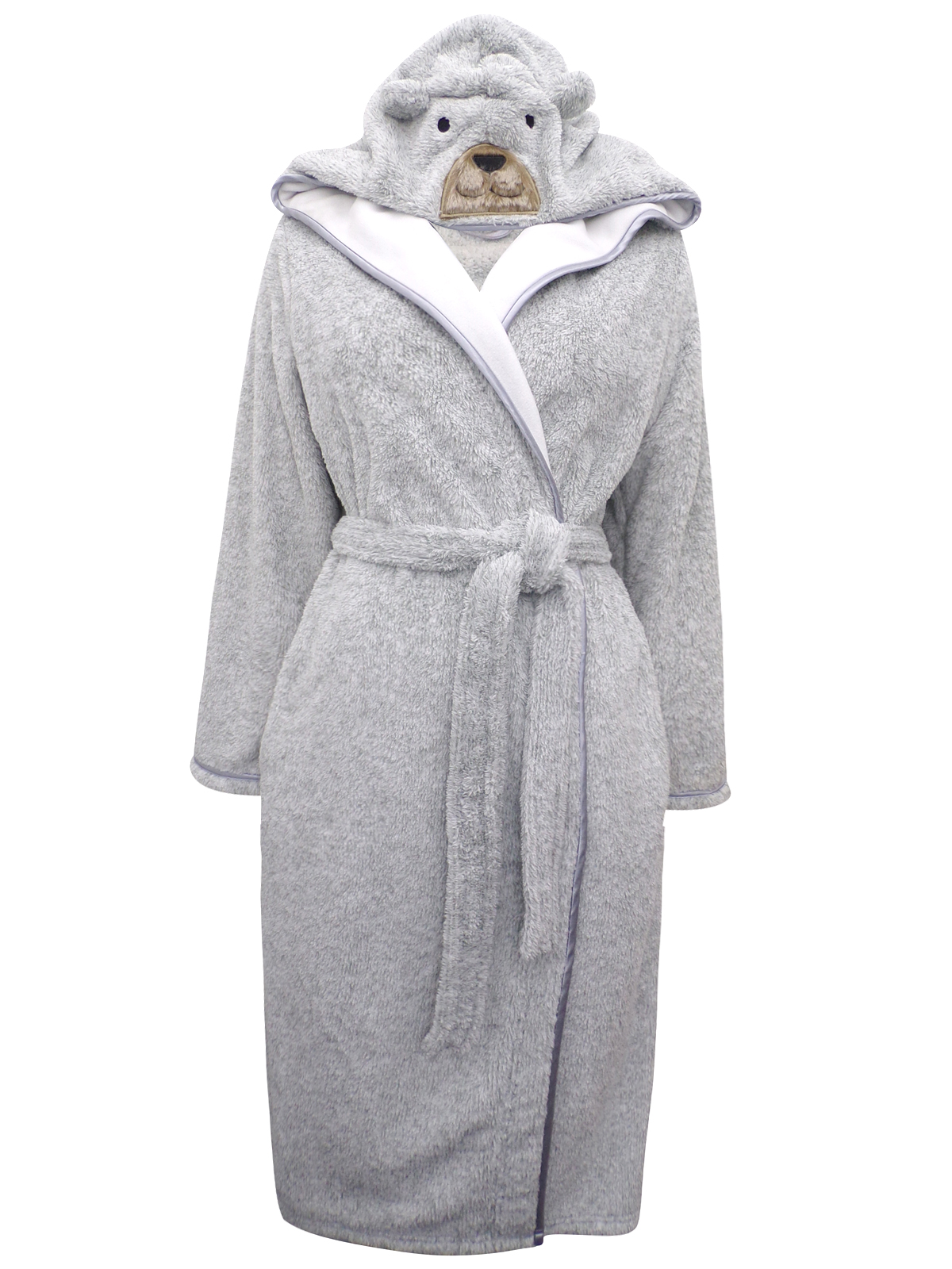 Marks and Spencer - - M&5 GREY Tatty Teddy Hooded Fleece Wrap Dressing Gown - Size 8/10 to 20/22