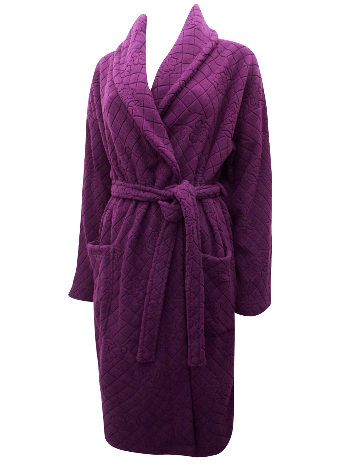 Marks and Spencer M&5 PURPLE Jacquard Textured Fleece Wrap Dressing