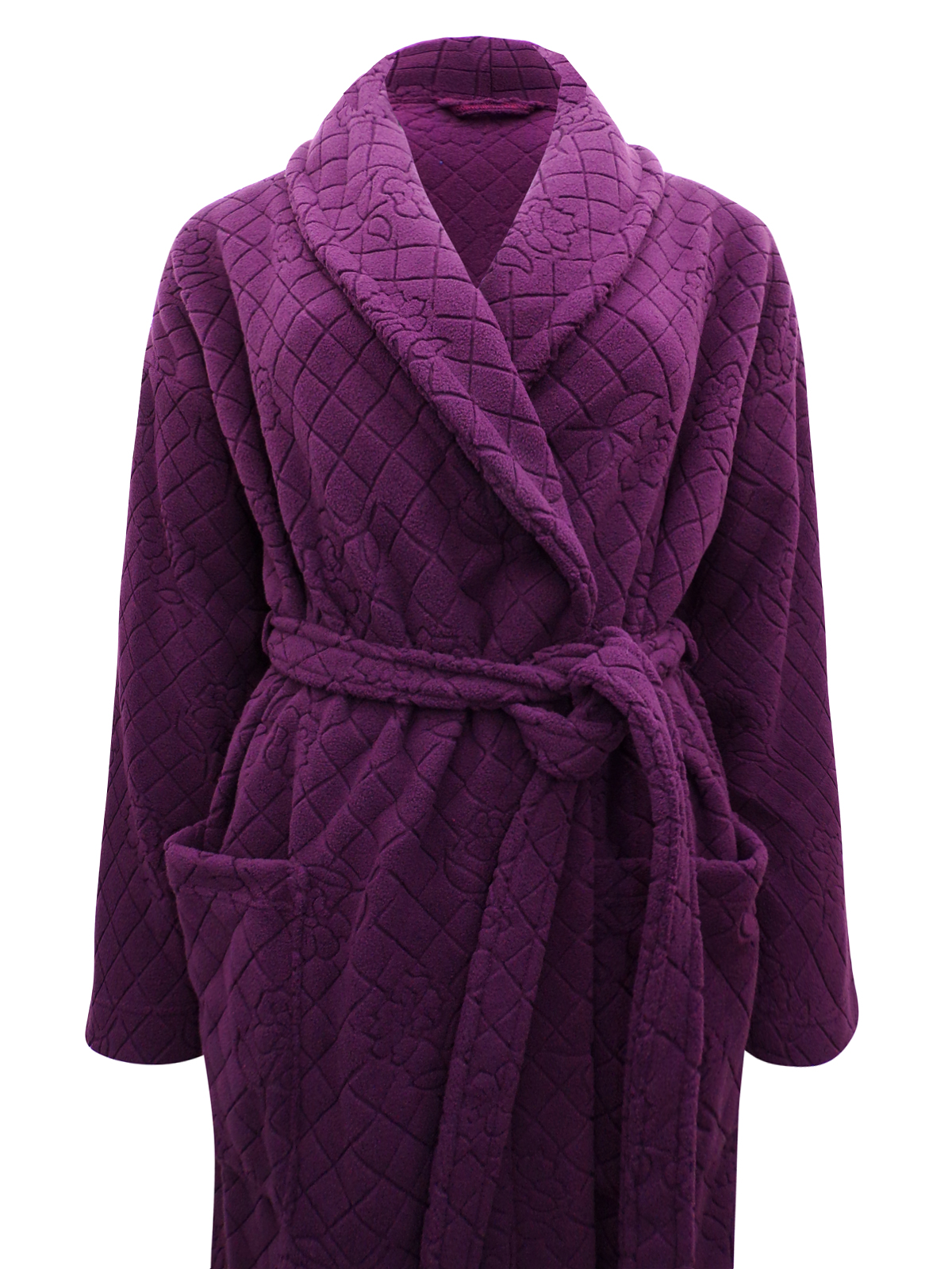 Marks and Spencer - - M&amp;5 PURPLE Jacquard Textured Fleece Wrap Dressing