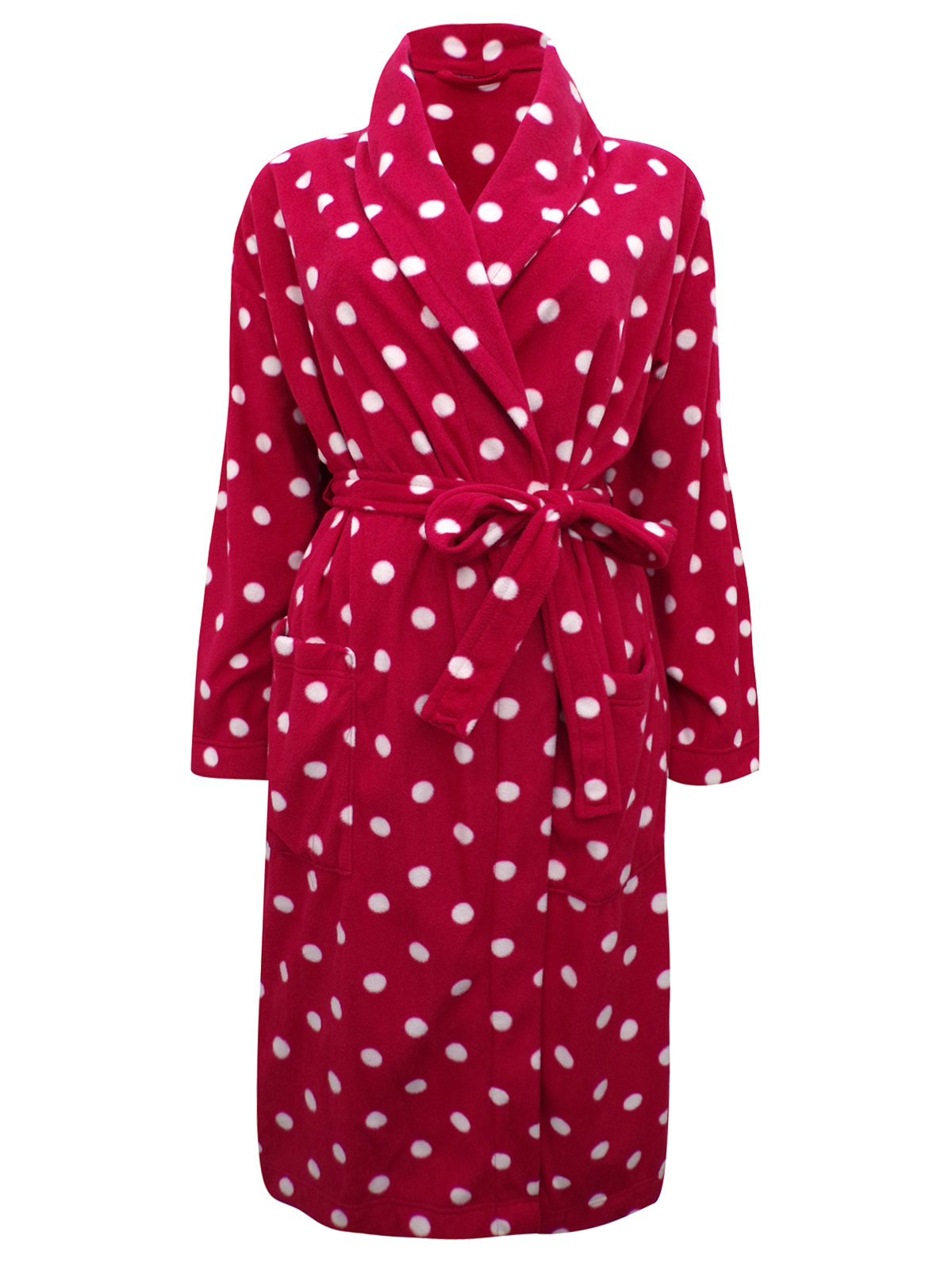 Marks and Spencer - - M&5 RED Spot Print Fleece Wrap Dressing Gown ...