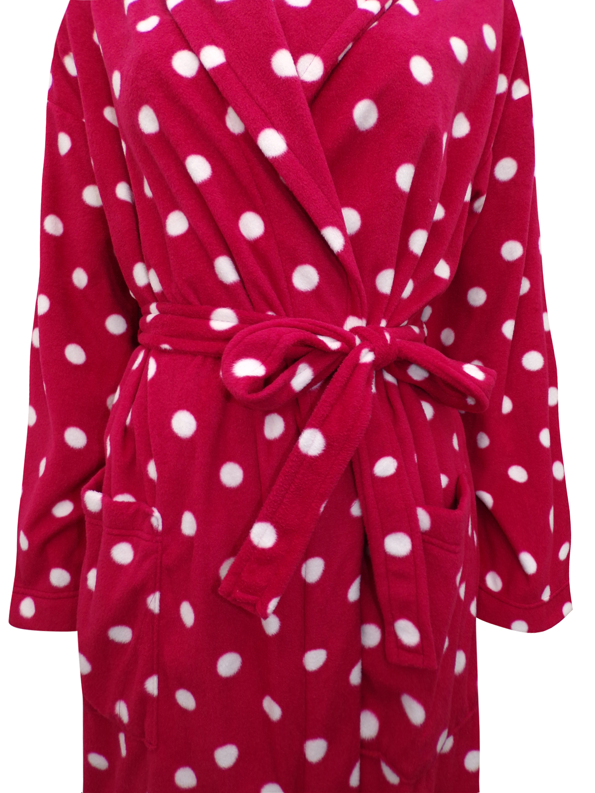 Marks and Spencer M&5 RED Spot Print Fleece Wrap Dressing Gown