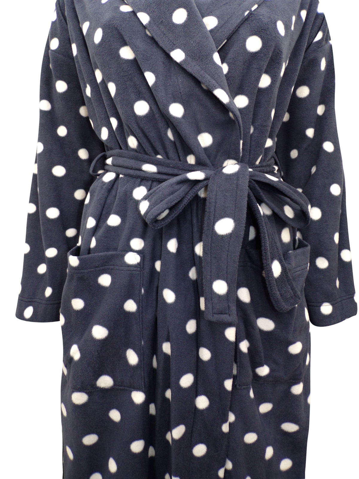 Marks and Spencer M&5 SLATE Spot Print Fleece Wrap Dressing Gown