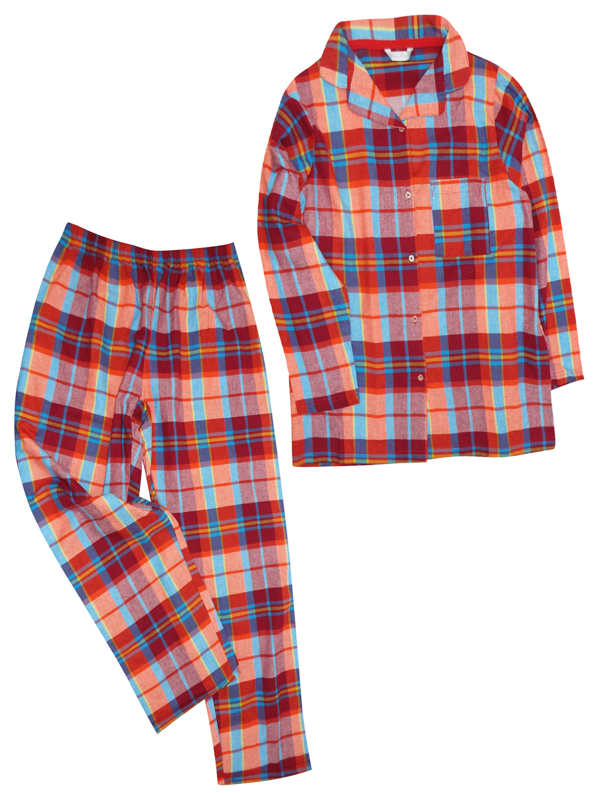 Marks and Spencer M&5 ORANGE Pure Cotton Checked Long Sleeve Pyjama