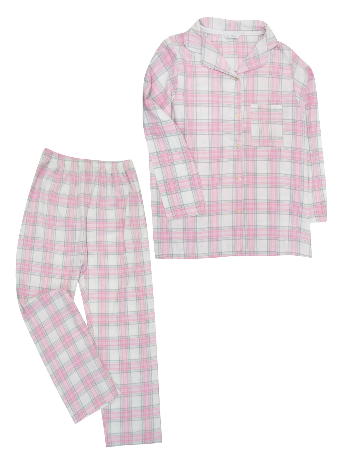 Marks and Spencer - - M&5 PINK Pure Cotton Checked Long Sleeve Pyjama ...