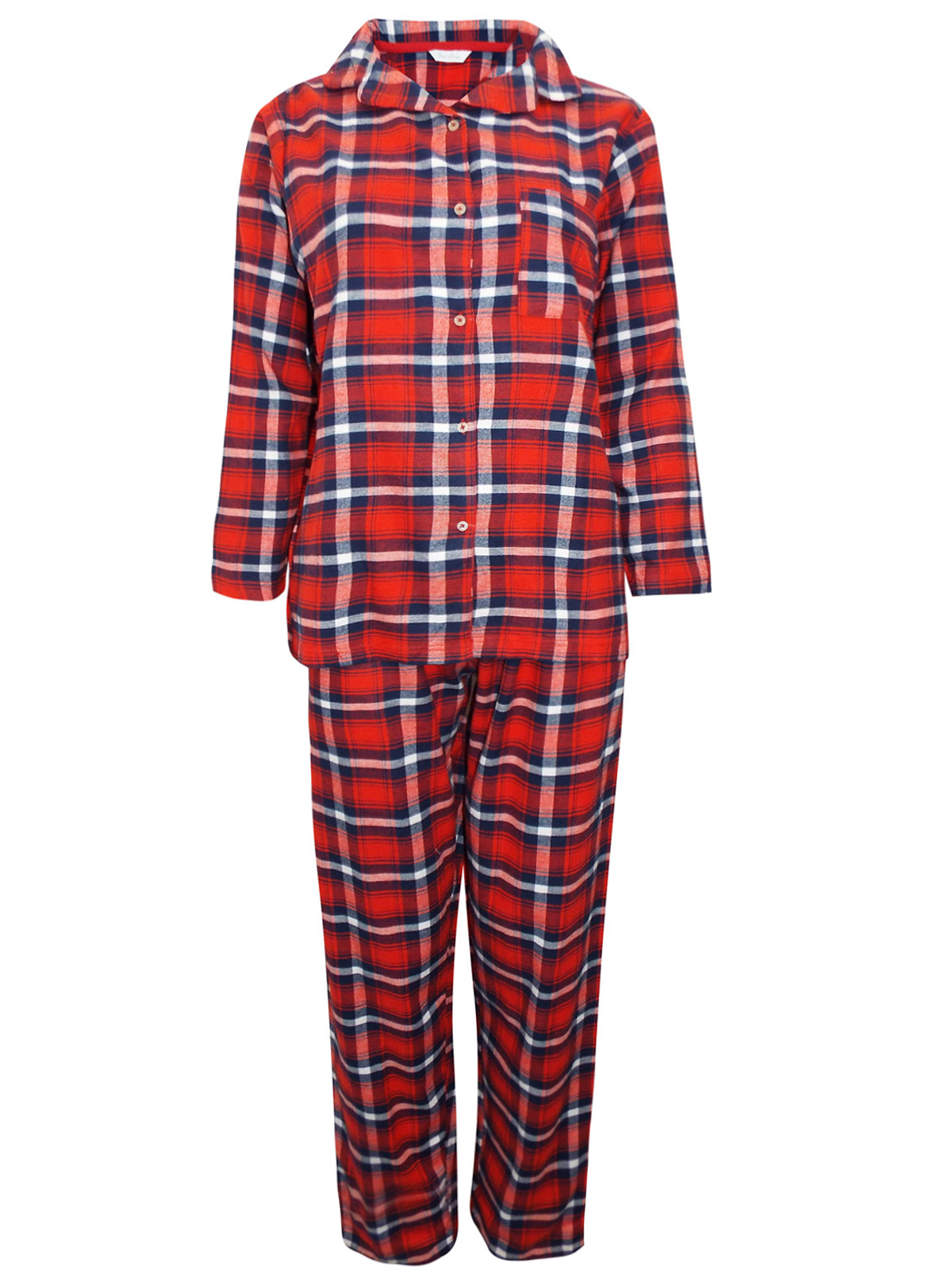 Marks and Spencer - - M&5 RED Pure Cotton Checked Long Sleeve Pyjama ...