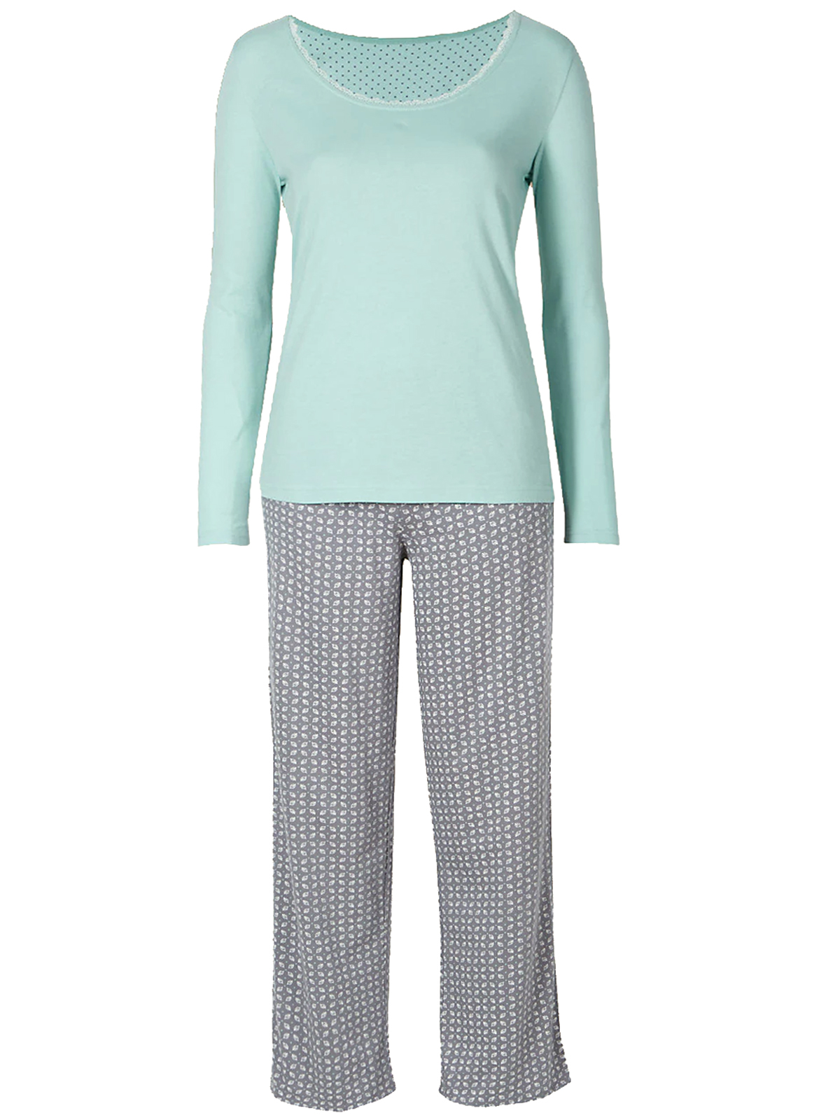 Marks and Spencer - - M&5 GREY Pure Cotton Geo Print Pyjamas - Size 12/14