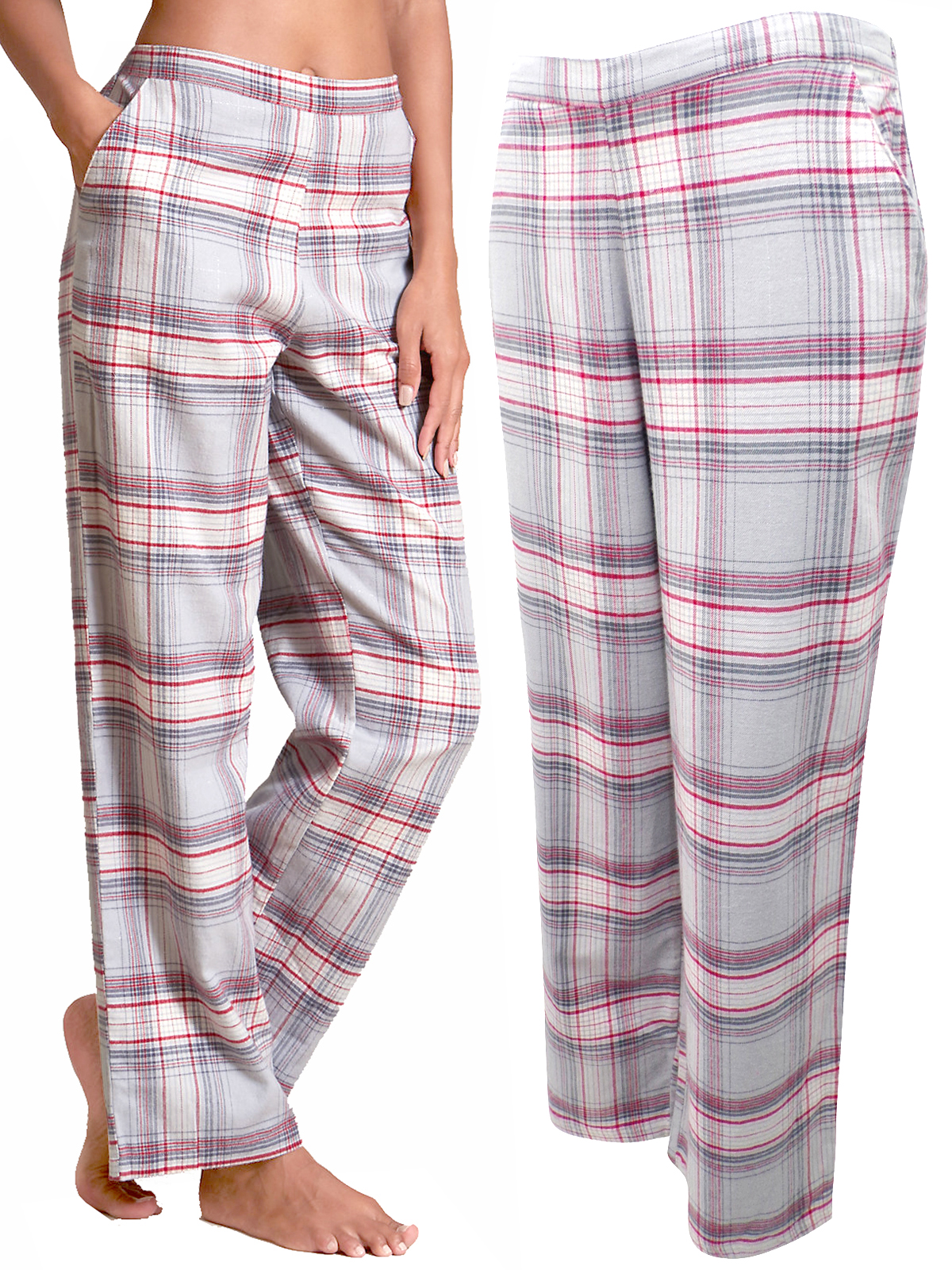 Marks and Spencer - - M&5 GREY Cotton Rich Checked Pyjama Bottoms ...