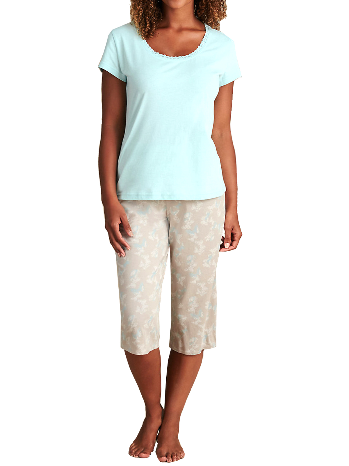 Marks and Spencer - - M&5 AQUA Pure Cotton Butterfly Print Cropped ...