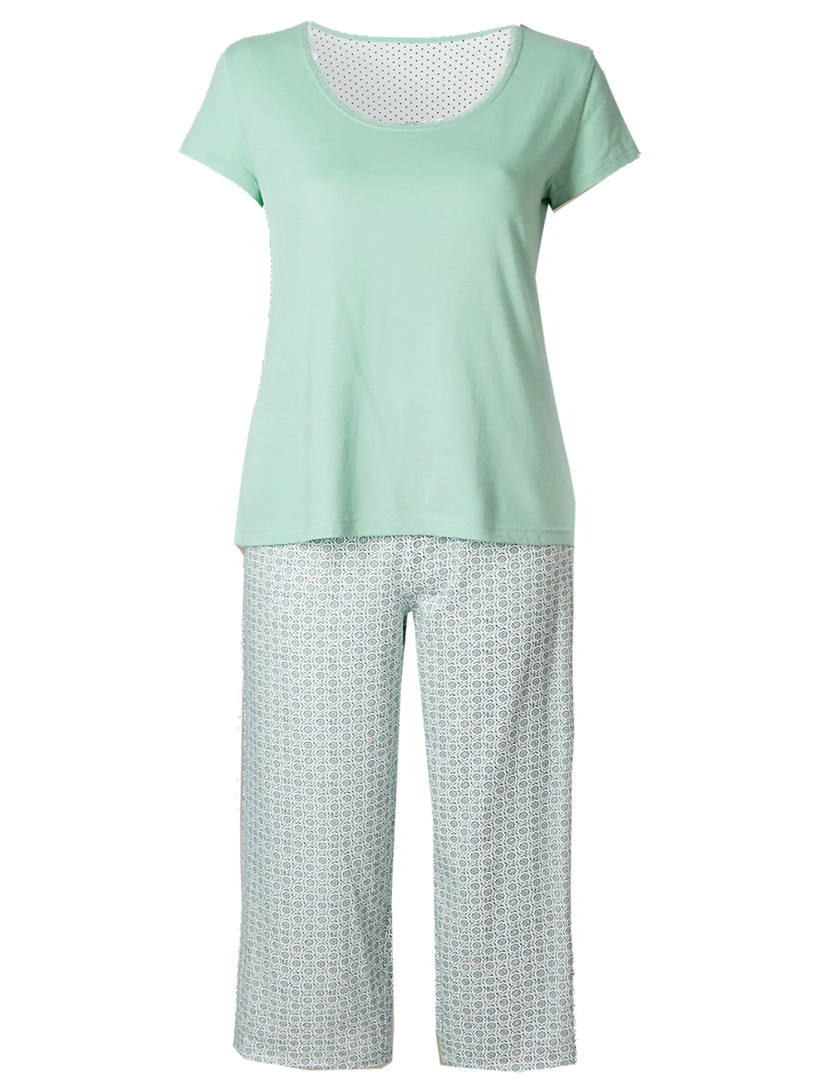 Marks and Spencer - - M&5 MINT Pure Cotton Tile Print Cropped Pyjamas ...