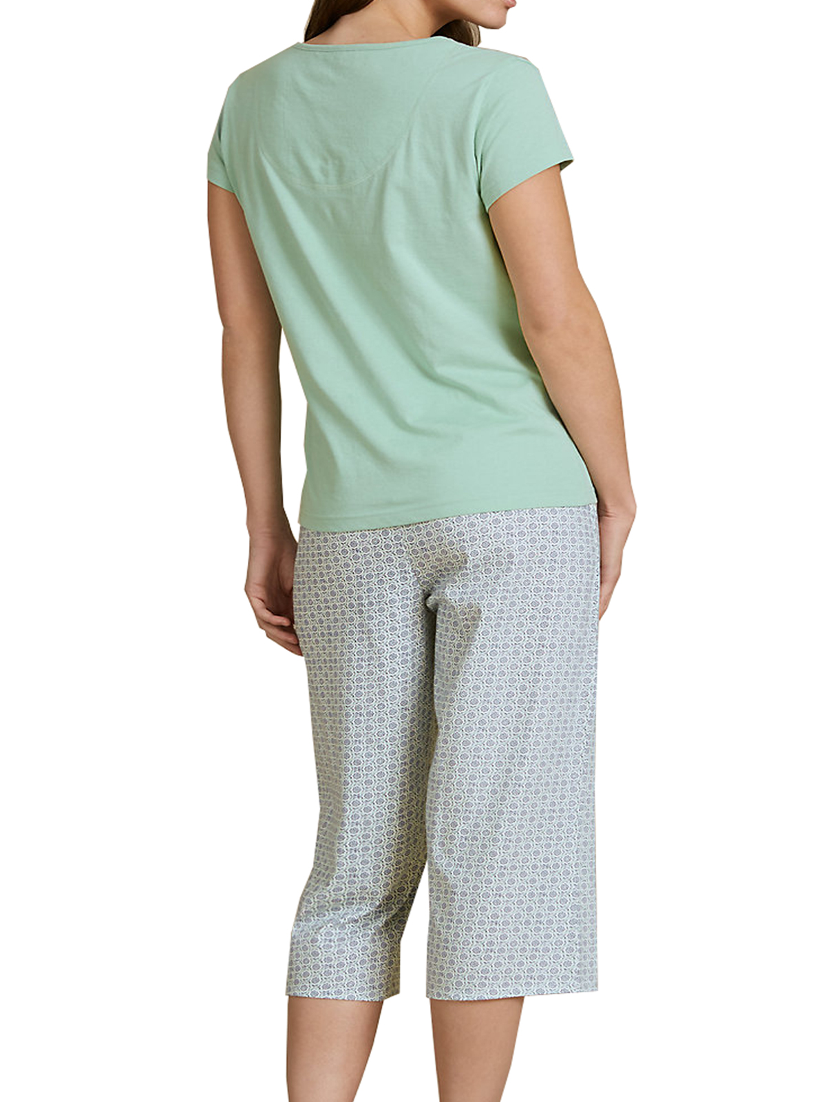 Marks and Spencer - - M&5 MINT Pure Cotton Tile Print Cropped Pyjamas ...