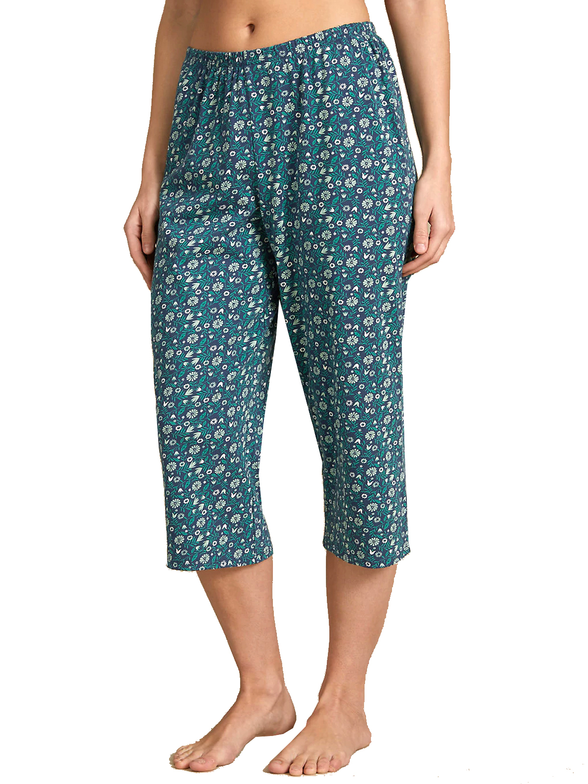 Marks and Spencer - - M&5 NAVY Pure Cotton Floral Print Cropped Pyjamas ...