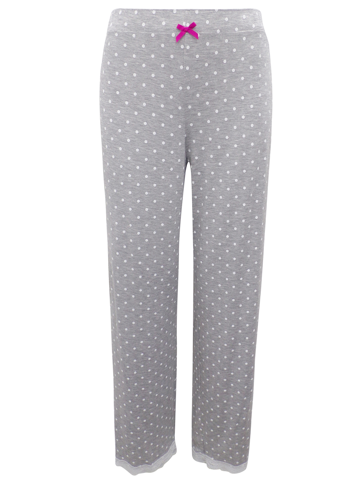 Marks and Spencer - - M&5 Grey White Spotted Lace Trim Jersey Pyjama ...