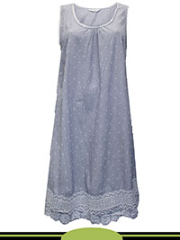 NAVY Pure Cotton Embroidered Nightdress - Size 6 to 26