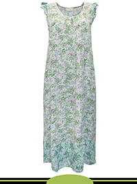 MINT Floral Contrast Border Long Nightdress - Size 6 to 24