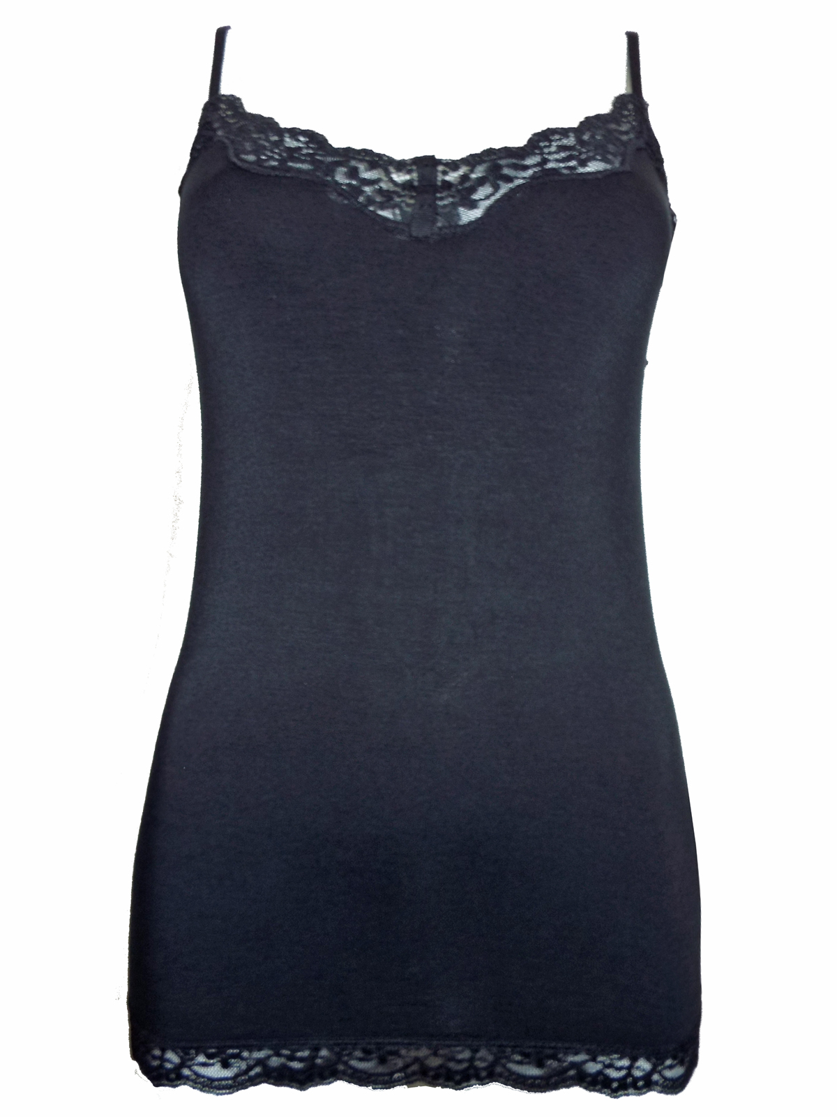 Marks and Spencer - - M&5 BLACK Lace Trim Secret Support Vest Top ...