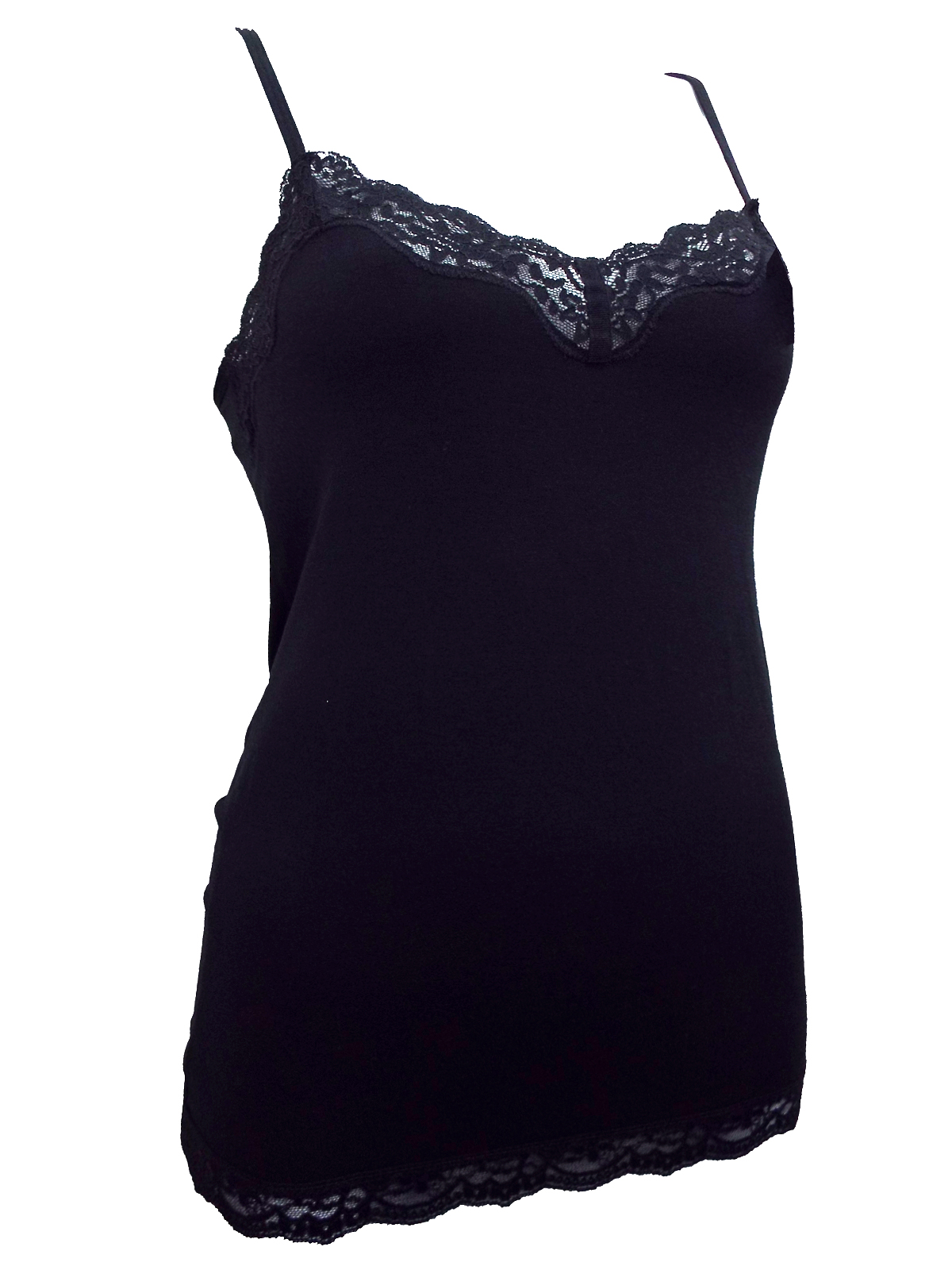 Marks and Spencer - - M&5 BLACK Lace Trim Secret Support Vest Top ...