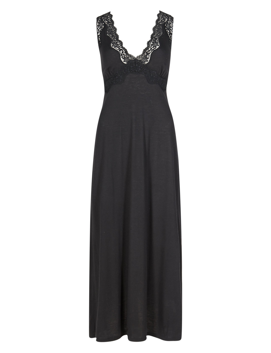 Marks and Spencer - - M&5 BLACK Cool Comfort V-Neck Long Nightdress ...