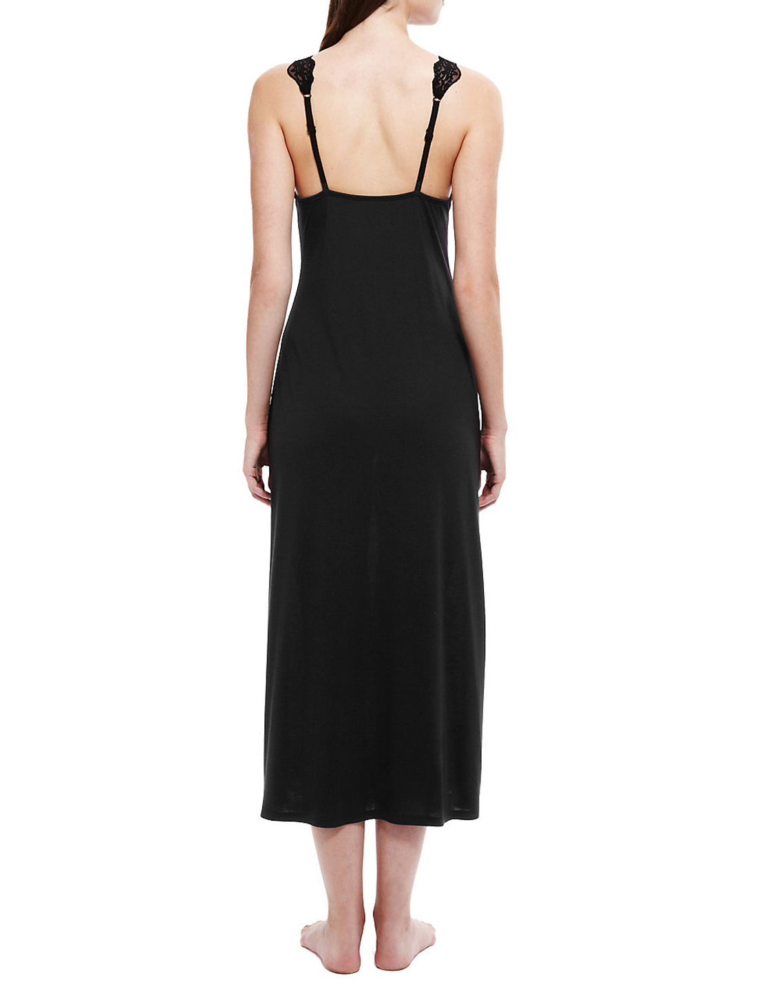 Marks and Spencer M&5 BLACK Cool Comfort VNeck Long Nightdress