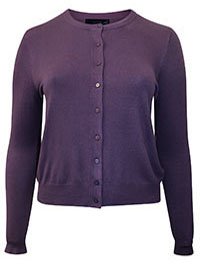 BLACKCURRANT Crew Neck Cardigan - Plus Size 18 to 22