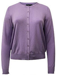 DUSTED-LILAC Crew Neck Cardigan - Plus Size 20 to 24