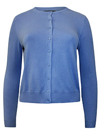 FRESH-BLUE Crew Neck Cardigan - Plus Size 18 to 22