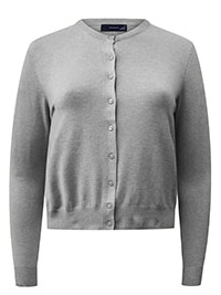 GREY Crew Neck Cardigan - Plus Size 20 to 24