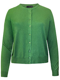 MEDIUM-GREEN Crew Neck Cardigan - Plus Size 20 to 24