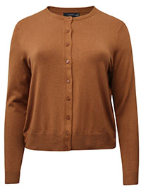 TAN Crew Neck Cardigan - Plus Size 18 to 24