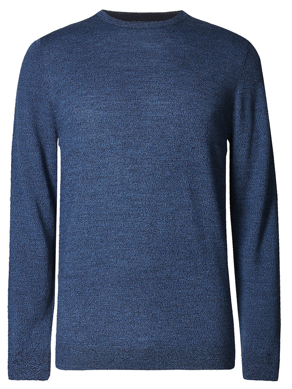 Marks and Spencer - - M&5 BLUE Mix Men's Blue Mix Pure Merino Wool Crew ...