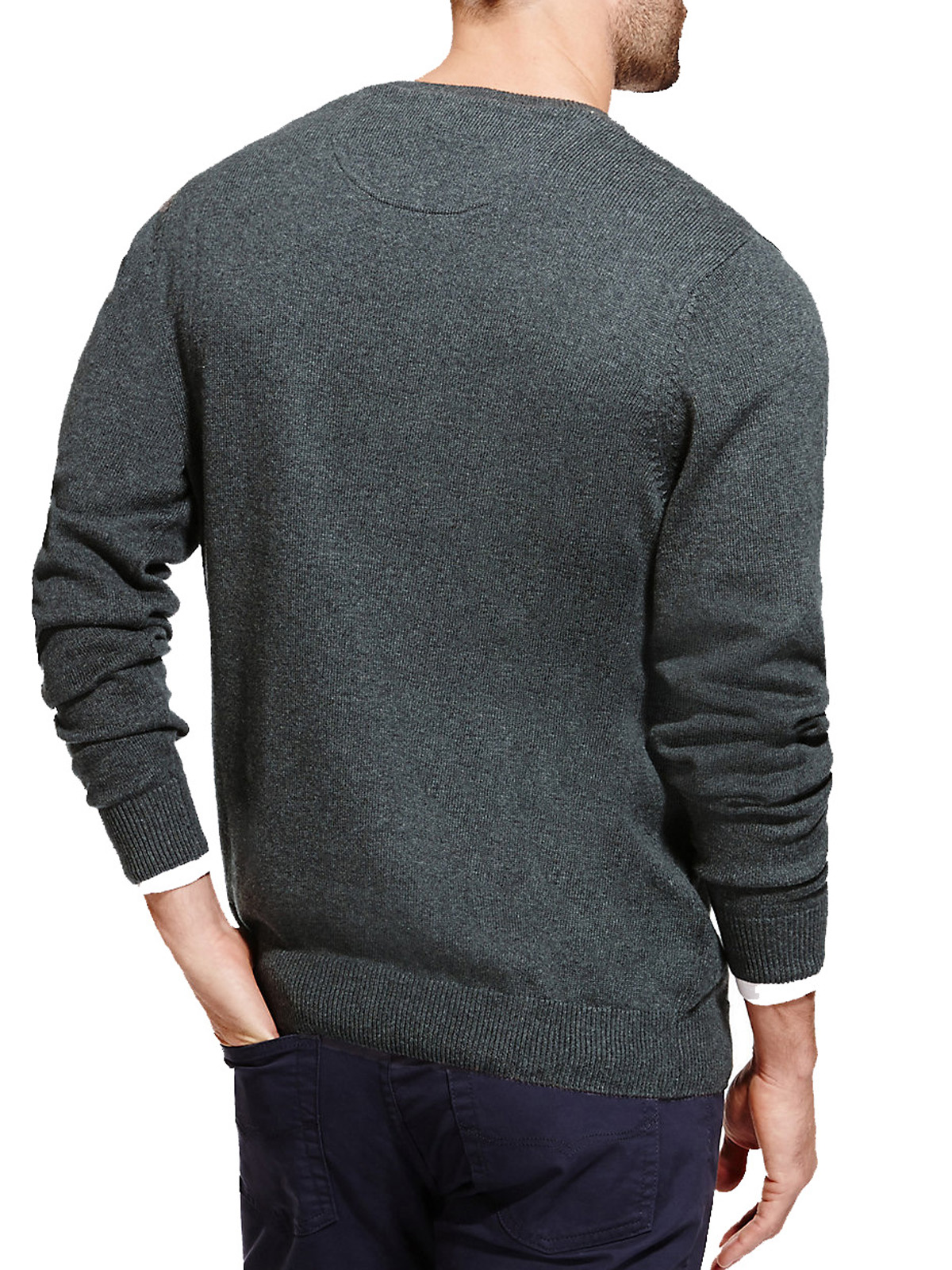 Marks and Spencer - - M&5 Mens PURPLE Long Sleeve Pure Cotton Crew Neck ...
