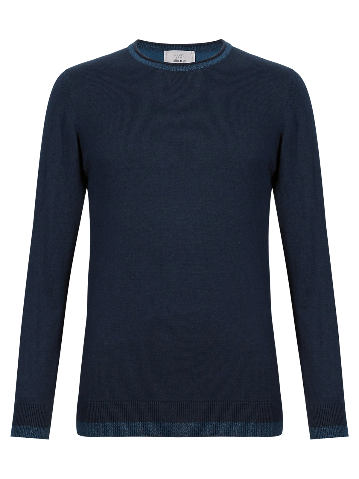 Marks and Spencer - - M&5 Blue Mix Twist Colour Block Crew Neck Jumper ...