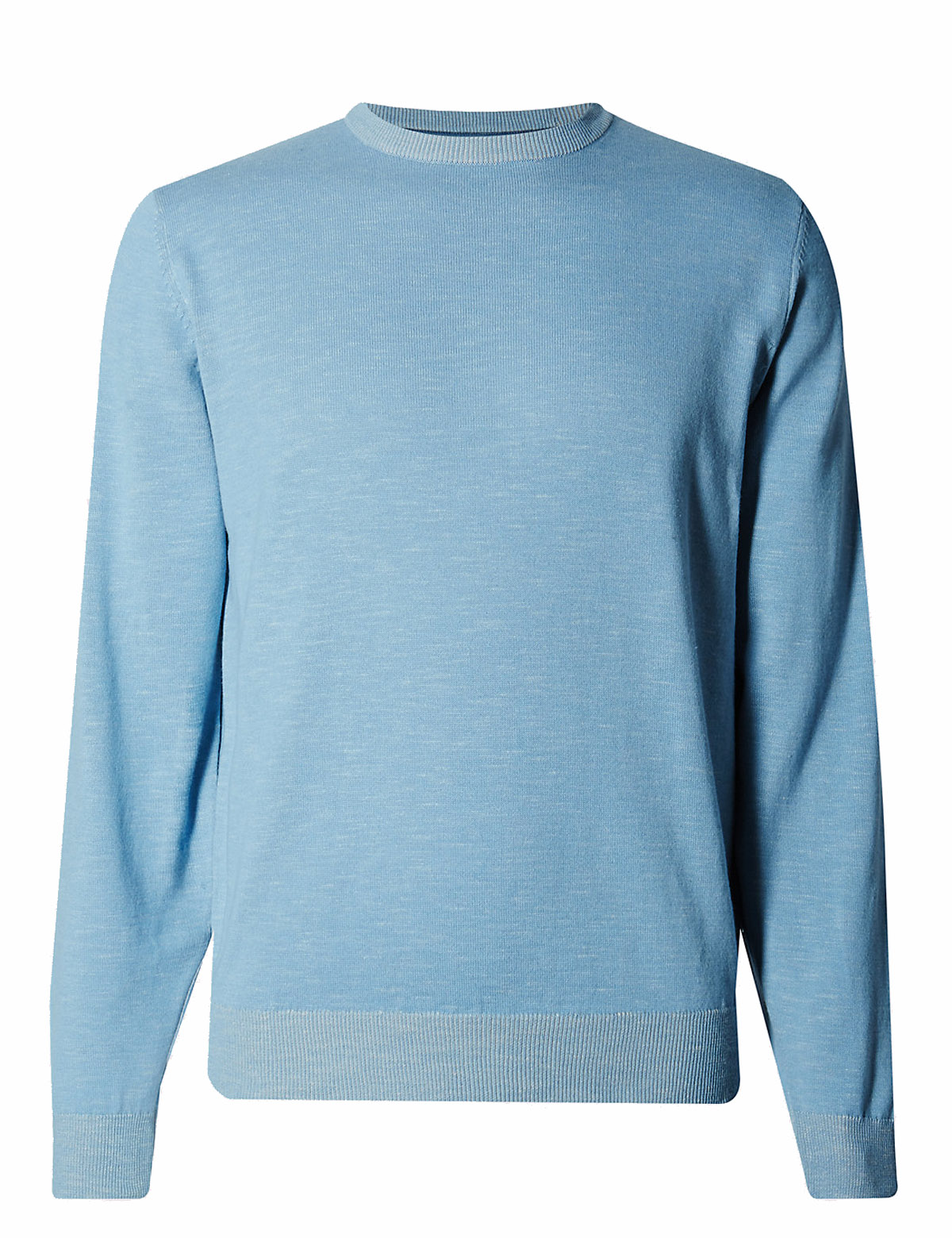 Marks and Spencer - - m&5 Light Blue Pure Cotton Plaited Jumper - Size ...