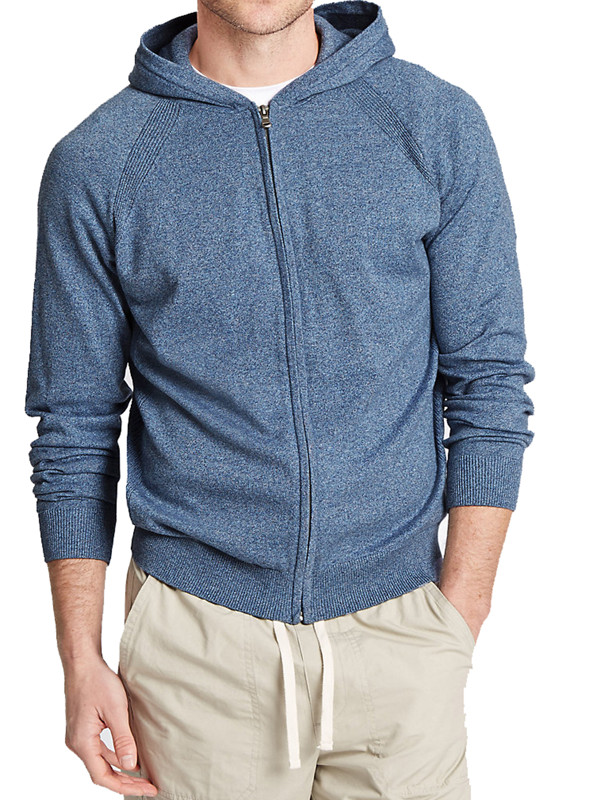 Marks and Spencer - - M&5 BLUE Cotton Blend Tailored Fit Hooded ...