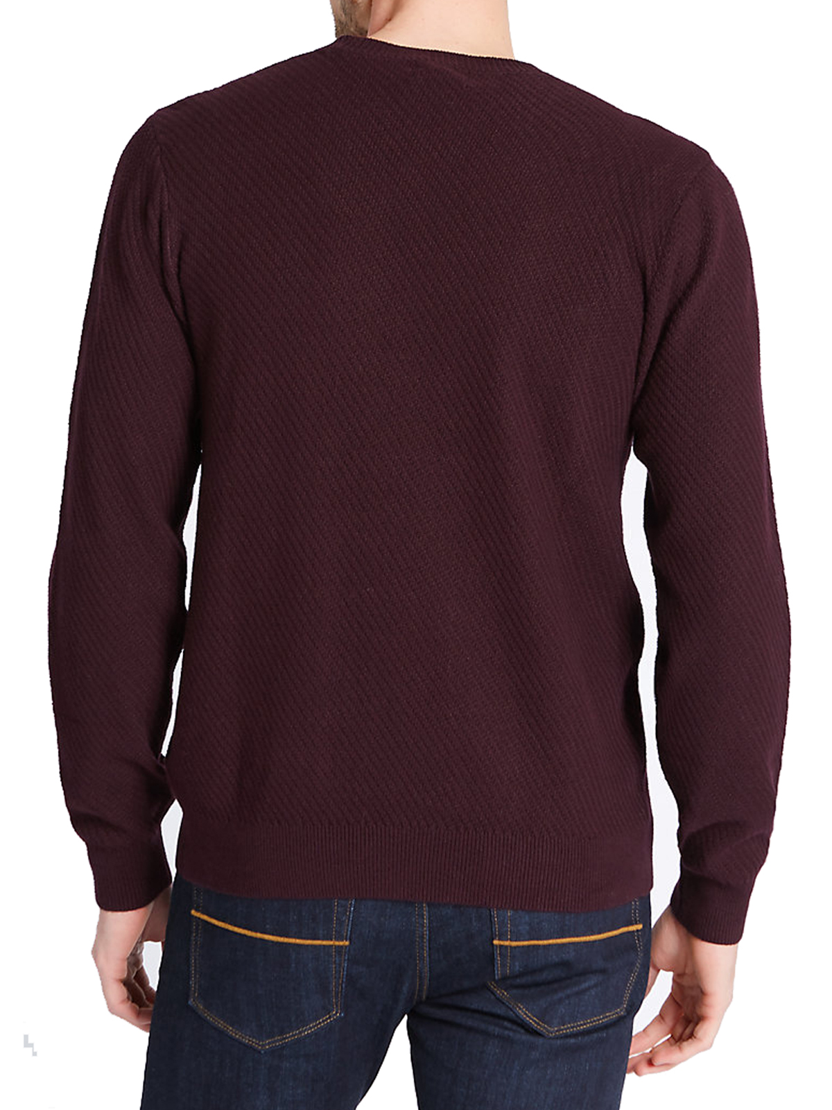 Marks and Spencer M&5 BURGUNDY Pure Cotton Textured Jumper Size