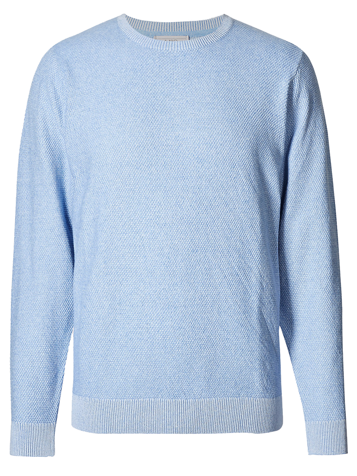 Marks and Spencer - - M&5 ICE-BLUE Pure Cotton Textured Crew Neck ...