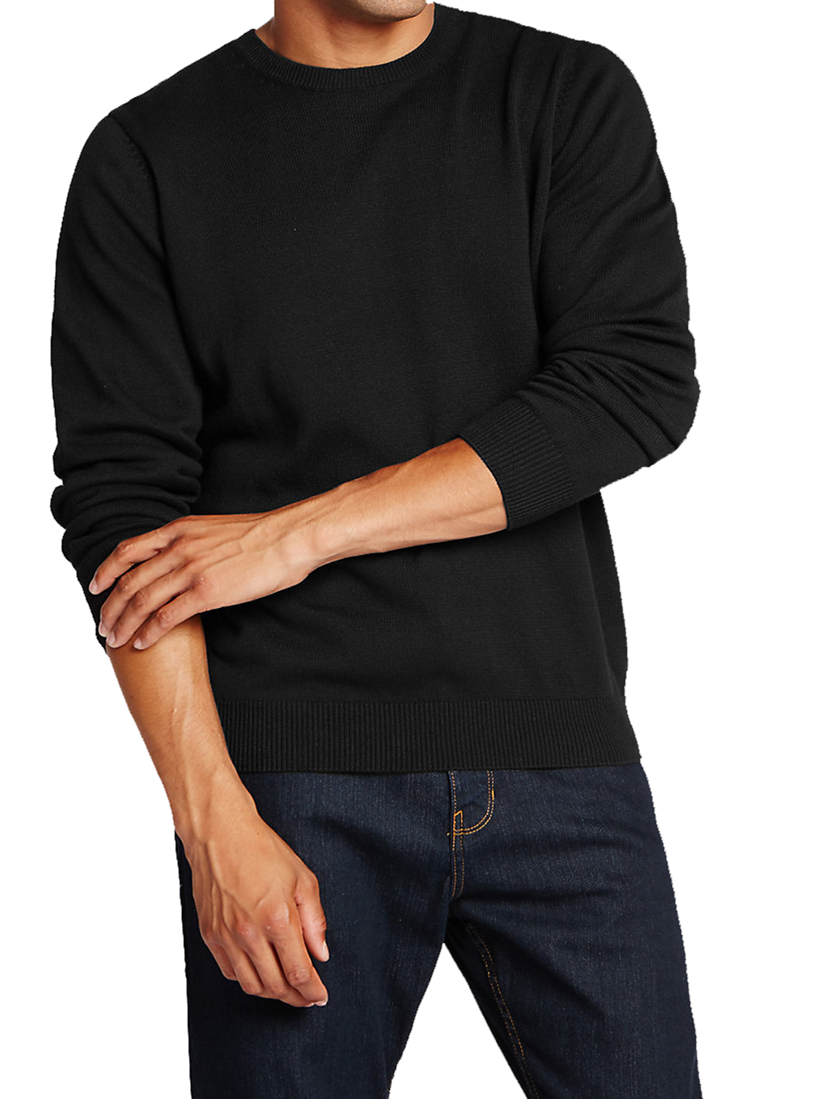 Marks and Spencer - - M&5 BLACK Pure Cotton Crew Neck Jumper - Size ...