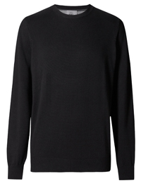 M&5 Mens BLACK Pure Cotton Crew Neck Jumper - Size XSmall to XLarge M&5 Mens BLACK Pure Cotton Crew Neck Jumper - Size XSmall to XLarge