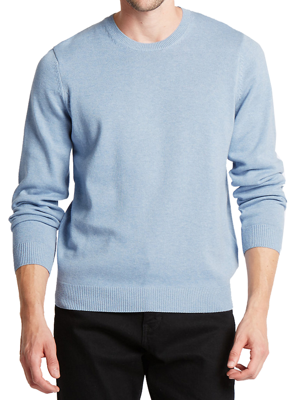 Marks and Spencer - - M&5 CHAMBRAY Pure Cotton Crew Neck Jumper - Size ...