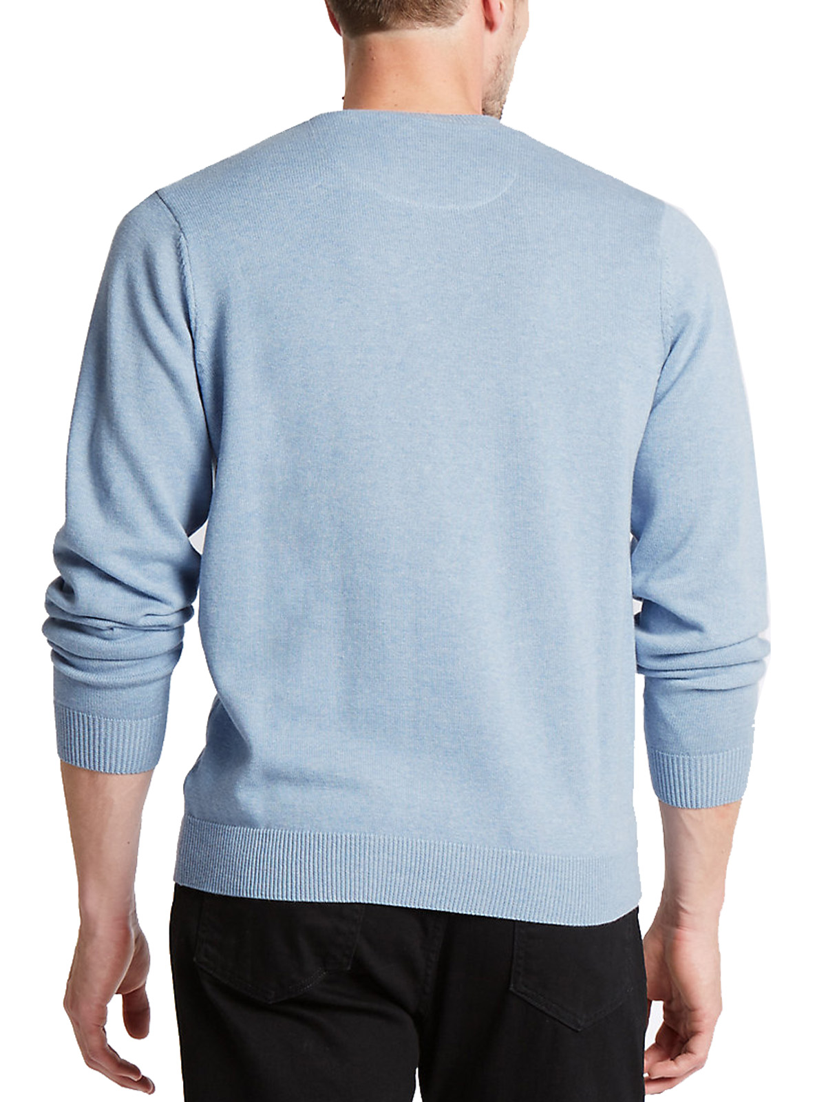 Marks and Spencer - - M&5 CHAMBRAY Pure Cotton Crew Neck Jumper - Size ...