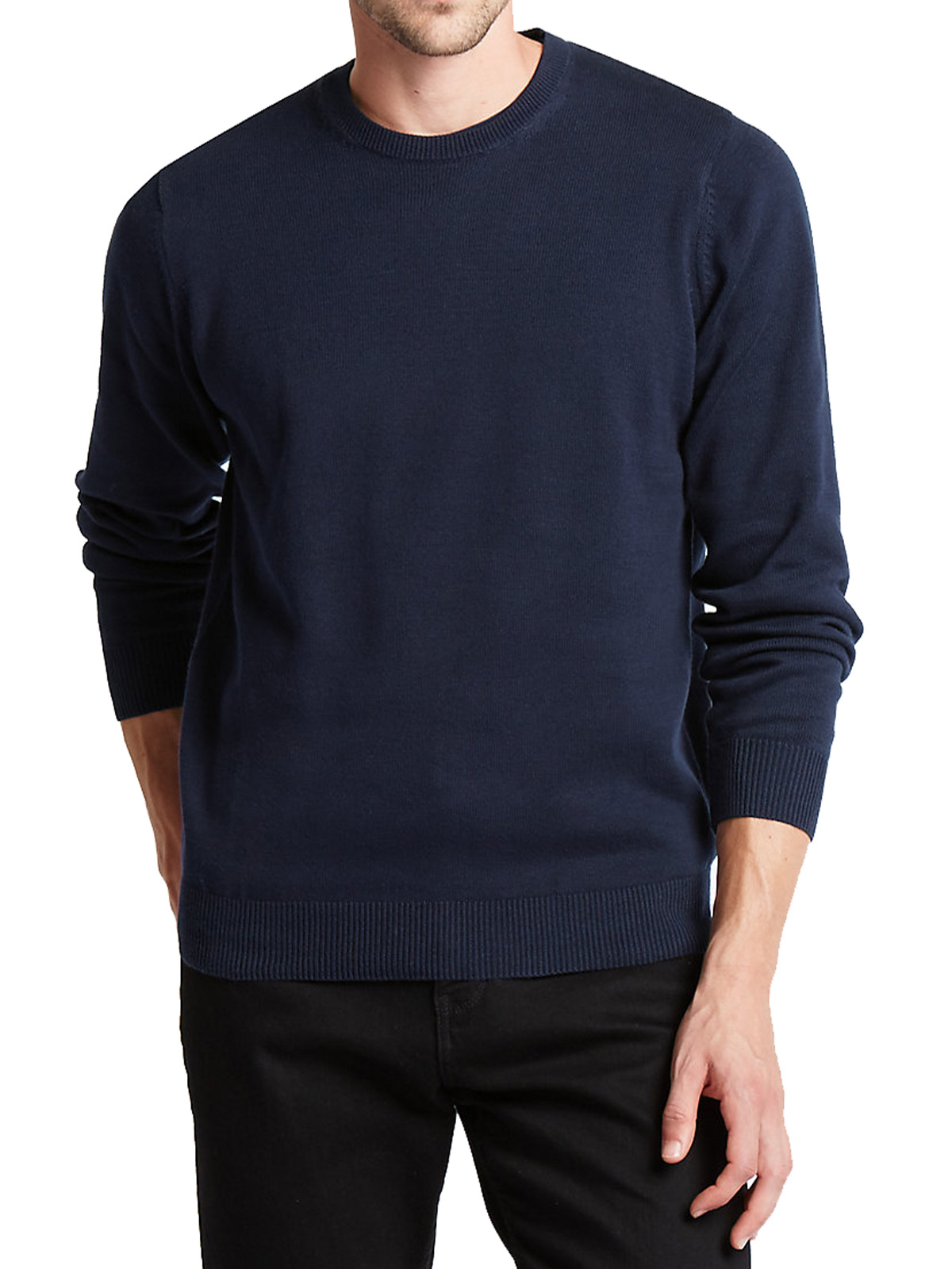 Marks and Spencer - - M&5 INDIGO Pure Cotton Crew Neck Jumper - Size ...