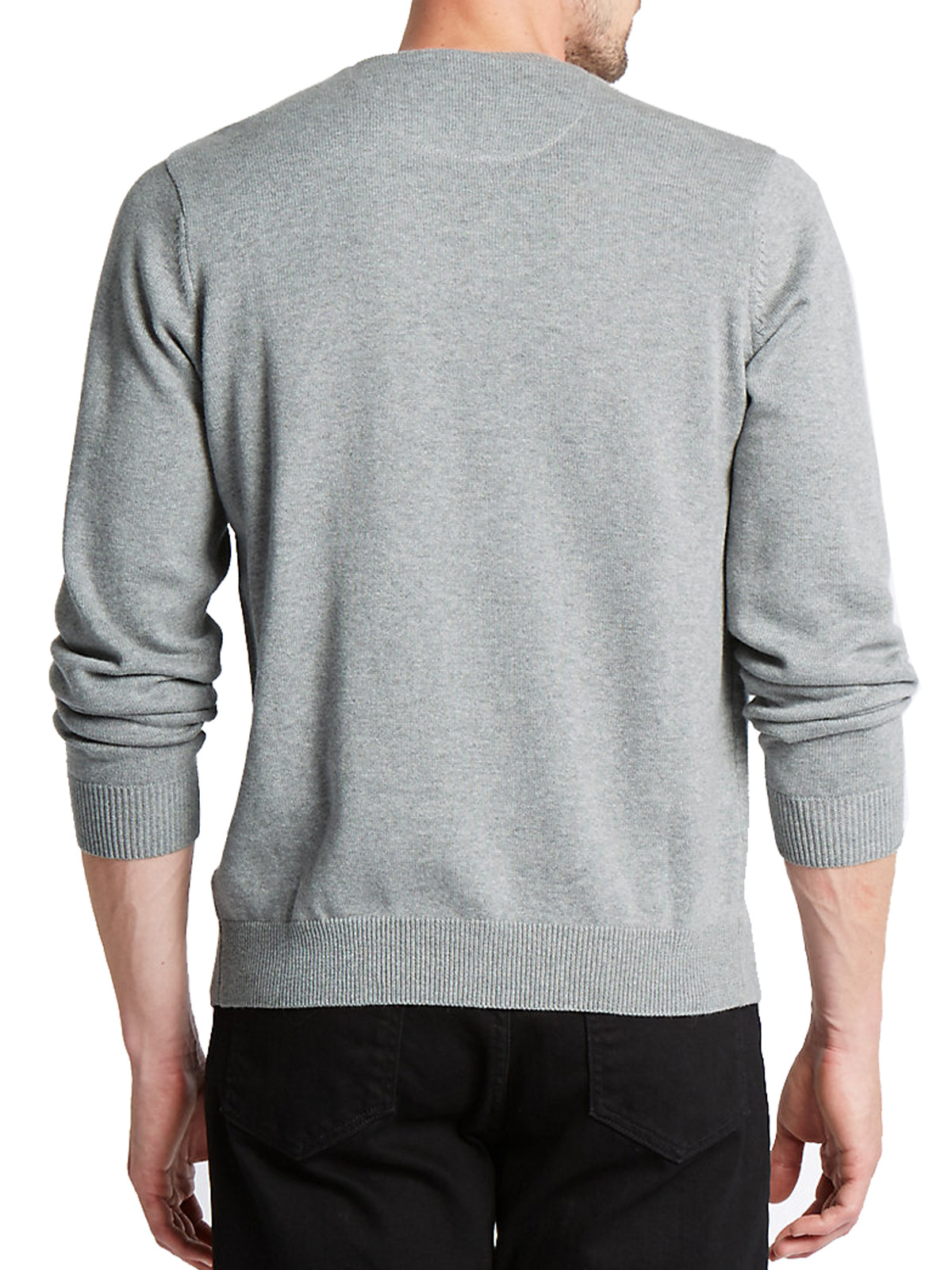Marks and Spencer - - M&5 LIGHT-GREY Pure Cotton Crew Neck Jumper ...