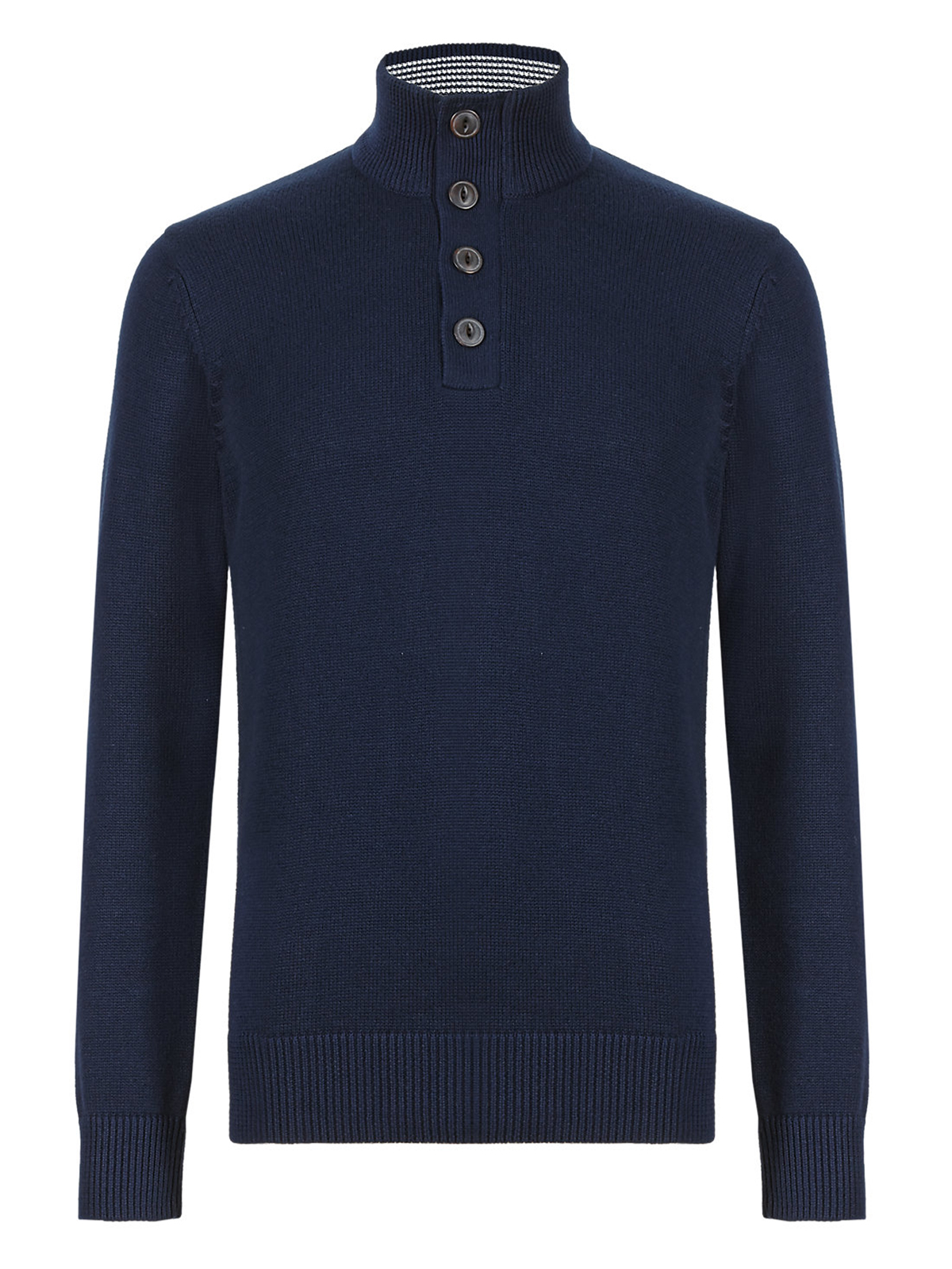 Marks and Spencer - - M&5 Blue H4arbour NAVY Pure Cotton Funnel Neck ...