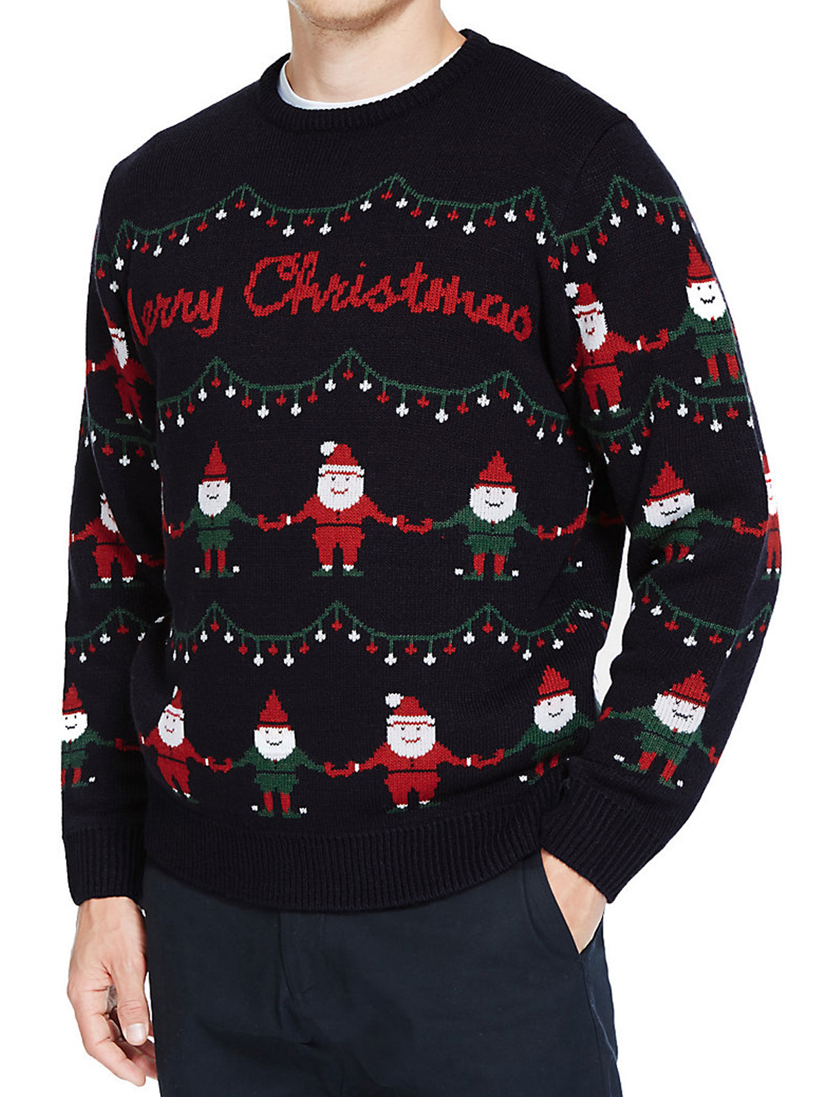 Marks and Spencer - - M&5 NAVY Navy Novelty Christmas Santa Jumper ...