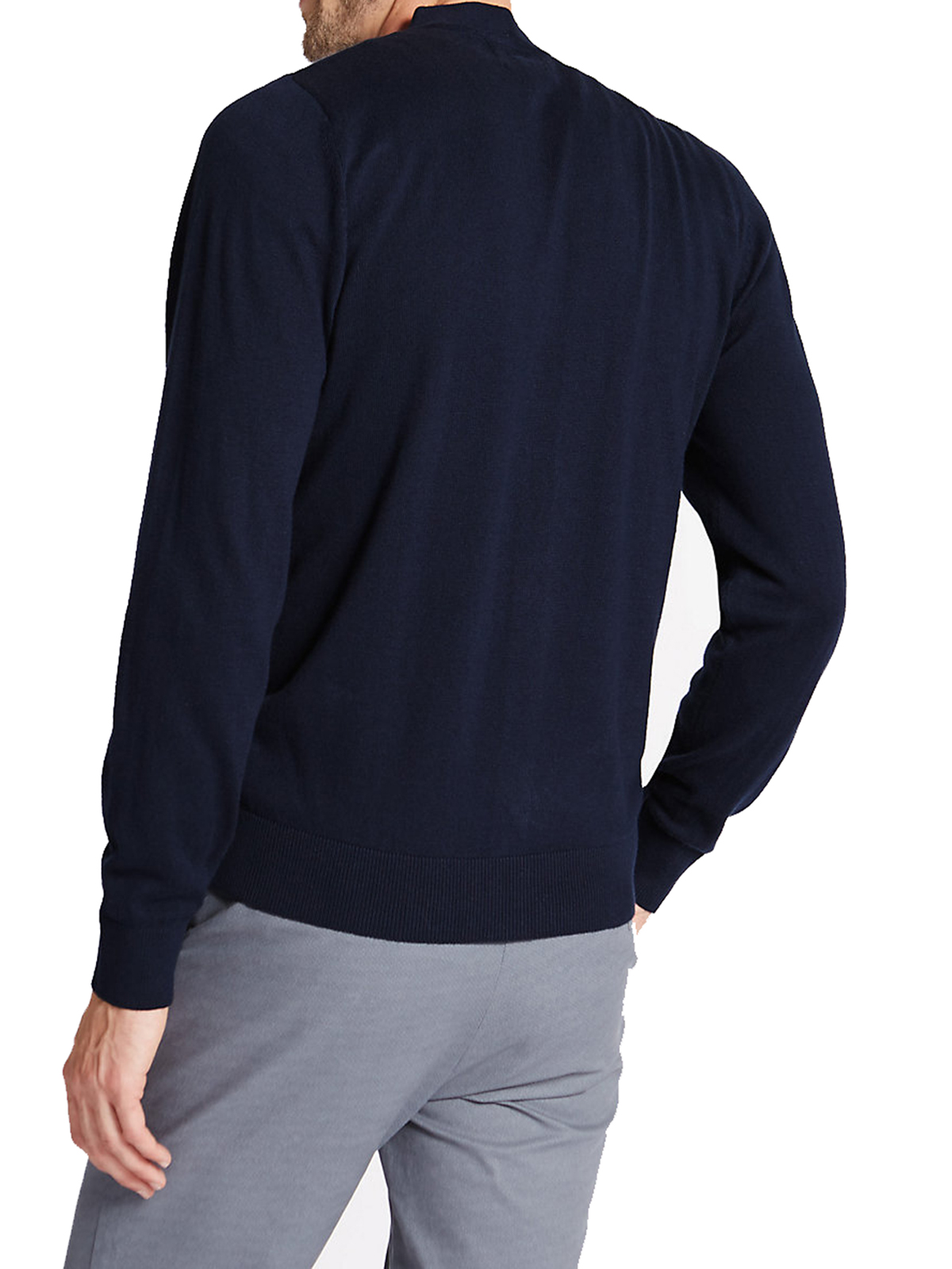 Marks and Spencer - - M&5 NAVY Cotton Blend Long Sleeve Cardigan - Size Small to XXLarge